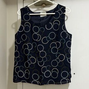 Vanity Fair Black Tank Top with Circle Pattern